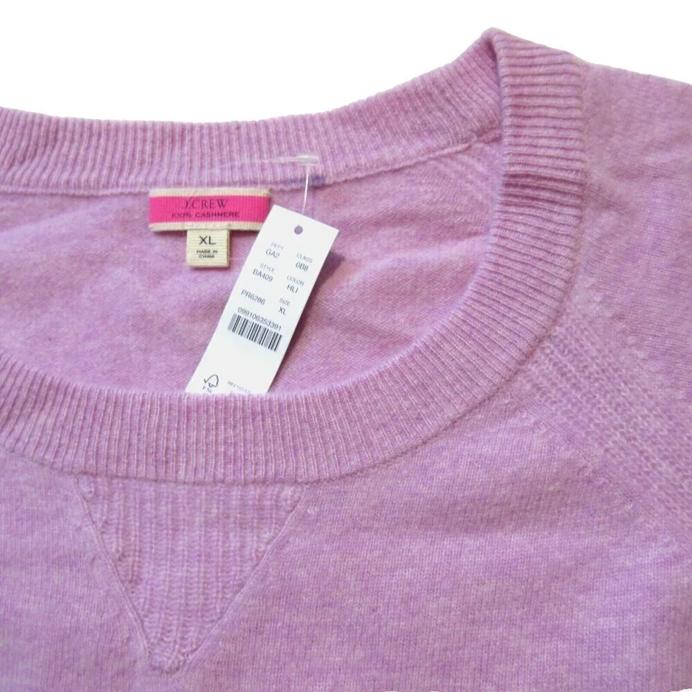 NWT J.Crew Cashmere Relaxed Crewneck Sweatshirt in Heather Lilac Sweater XL